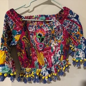 Antica Sartoria multi-colored off-shoulder shirt with embellishmentO/S